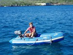 And finally, The Dink. We spend more time repairing our 20-year old Achilles and 3.5 ponies than we spend on Dancyn. When its time to sail, it deflates into the size of a large-sized suitcase and fits before the mast.  