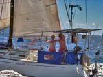 We put on our pirate costumes and substituted spatulas for swords. Hey, what else is one to do with weeks of open ocean in a 32-foot sailboat with only one other person to talk to?