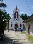 We had such a hairy sail into the lagoon, we promptly went to church the next day, a Sunday. We thought the car a strange sight for a island that is 8 miles long by 400 yards wide.