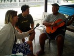 Allison and HT interviewed Taverio on the ciguatera issue. He felt that pollution from 12-volt batteries (used with solar panels before the island got a diesal generator) and the disturbance of the coral when they built the landing strip has caused the bacteria to emerge.