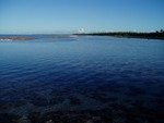 The outer reef. Because the islands are so low and studded with coral reefs, they are very tricky to navigate around.