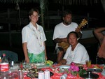 Teipiri, Rose and HT. Teipiri is from this island and still lives here with his mother and 2 sisters.