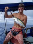 We had a fleet of these little bullets follow us for days. John caught and released about 10 in a row. Perfect chomping size.