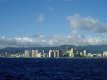 Waikiki Beach, Honolulu. We sailed the 2700 miles upwind to work as contract biologists (observers) aboard tuna long liners out of Hawaii. Much nicer than the frozen fishstick camps of Alaska, but Honolulu was more city than we would have liked. 
