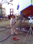 Despite our eco-friendly efforts, its necessary to paint the bottom every few years with nasty anti-fouling copper paint. It helps kill the critters, mainly barnacles, before they take over, as well as probably kill everything else in its immediate environs.
