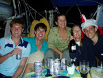 Tad's 18th birthday. Tad and Kasha (middle) are on Millenial Destiny, our friends from Panama and French Polynesia, as well as Claudia from Sea Host. Hawaii ended up becoming a big stomping ground for boats we had met down south.